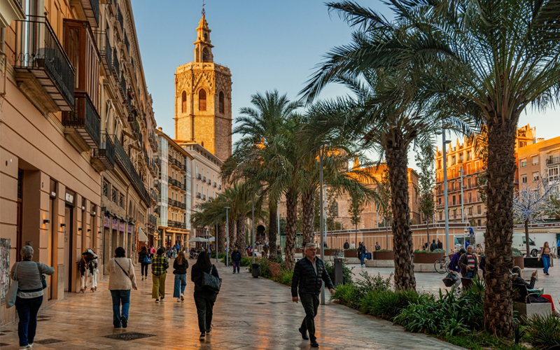 The Plaza de la Reina in Valencia, Spain