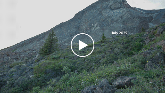 Over a period of six months, a slow-moving landslide causes the ground to drift in this time lapse near Glacier View, Alaska.